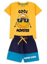 Conjunto Infantil Verão Menino Cool Monster Amarelo