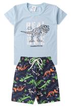 Conjunto Infantil Verão Menino Dino Geométrico - Azul BB