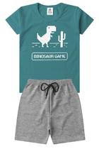 Conjunto Infantil Verão Menino Dinosaur Game - Verde Petróleo