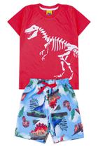 Conjunto Infantil Verao Menino Dinossauro Coral / Piradinhos - Benetex Kids