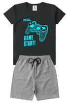 Conjunto Infantil Verão Menino Game Start! -Preto Conjunto Infantil Verão Menino Game Start! -Preto