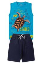 Conjunto Infantil Verão Menino Regata Tartaruga Bermuda Moletinho Confortável com Elástico Conjunto Infantil Verão Menino Regata Tartaruga Bermuda Moletinho Confortável com Elástico
