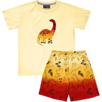 Conjunto Infantil Verão Menino Shorts E Camiseta Dinossauro