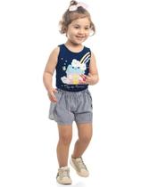 Conjunto Infantil Verão Regata e Short Listrado Chuva De Amor 2 peças - Kamylus