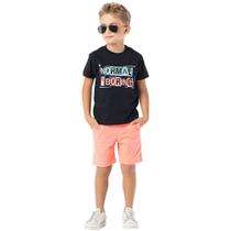 Conjunto Infantil Vrasalon Preto com Bermuda Neon Cód: 193