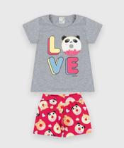 Conjunto Infantil Yupy Blusa e Short Panda Cinza Conjunto Infantil Yupy Blusa e Short Panda Cinza