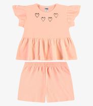Conjunto Infantill Blusa Com Shorts Rovi Kids Rosa Conjunto Infantill Blusa Com Shorts Rovi Kids Rosa