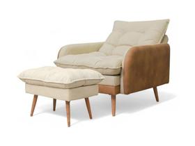 Conjunto Inglaterra Poltrona Reclinavel com Puff