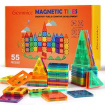 Conjunto inicial Magnetic Tiles Gemmicc 55 PCS para crianças de 3 a 9 anos Conjunto inicial Magnetic Tiles Gemmicc 55 PCS para crianças de 3 a 9 anos