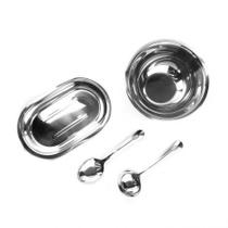 Conjunto Inox Tigela Bandeja Concha e Colher Conjunto Inox Tigela Bandeja Concha e Colher