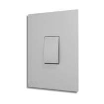 Conjunto Interruptor 1 Tecla Paralela Vertical Com Placa Cor Cinza Grafite Prata - B.Lux