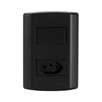 Conjunto Interruptor 1 Tecla Simples e Tomada 20A Pluzie Matiz Preto Fosco Conjunto Interruptor 1 Tecla Simples e Tomada 20A Pluzie Matiz Preto Fosco