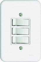 Conjunto Interruptor 3 Teclas Simples 10A Embutir Radial Branco Completo