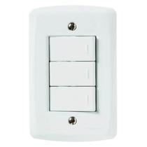 Conjunto interruptor 3 teclas simples tramontina lux bco 070 Conjunto interruptor 3 teclas simples tramontina lux bco 070