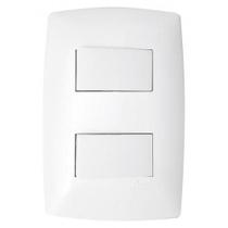 Conjunto Interruptor Duplo Simples 4X2 - Blux Home Branco -