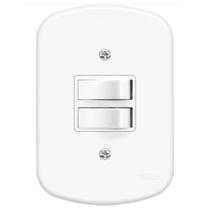 Conjunto Interruptor Duplo Simples 4x2 Completo Fame Blanc Conjunto Interruptor Duplo Simples 4x2 Completo Fame Blanc