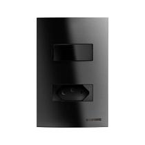 Conjunto Interruptor Paralelo Preto 10a + 1 Tomada 2 Polos 10a 250v 4x2 Linha Brava Soprano