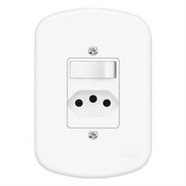 Conjunto Interruptor Paralelo + Tomada 2P+T 10A 250 Volts Blanc - 1361 - FAME
