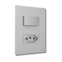 Conjunto Interruptor Simples + 1 Tomada 10a Cor Cinza/Prata/Grafite - B.lux