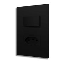 Conjunto Interruptor Simples +1 Tomada 10a Preto - Blux