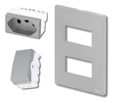Conjunto Interruptor Simples + 1 Tomada 20a Cor Prata - Blux