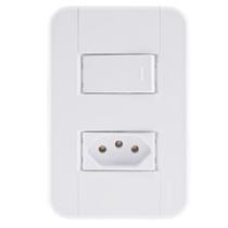 Conjunto Interruptor Simples 10A Tomada 2P+T 20A Branco