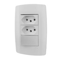 Conjunto Interruptor Simples + 2 Tomadas 10A 250V Linha Slim Ilumi 80203