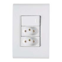 Conjunto Interruptor Simples + 2 Tomadas 10a - Linha Liz - Tramontina Conjunto Interruptor Simples + 2 Tomadas 10a - Linha Liz - Tramontina