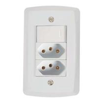 Conjunto Interruptor Simples + 2 Tomadas 10a - Linha Lux2 - Tramontina