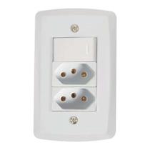 Conjunto Interruptor Simples + 2 Tomadas 10a - Linha Lux2 - Tramontina