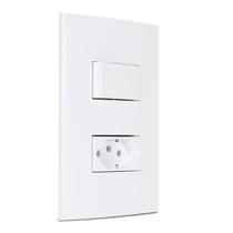 Conjunto Interruptor Simples Com Tomada 10A Sleek Branca Margirius