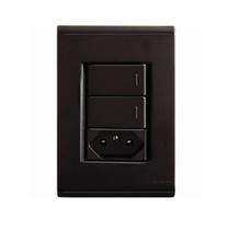 Conjunto Interruptor Simples Duplo Com Tomada 10A 57170/073 Tramontina Liz Grafite