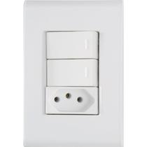 Conjunto Interruptor Simples Duplo Com Tomada 10A 57170/073 Tramontina Liz