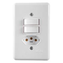 Conjunto Interruptor Simples e Paralelo 6A com Tomada 2P+T 10A 250V Stylus Ilumi