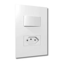 Conjunto Interruptor Simples E Tomada 10a 4x2 Branco Satin - B.lux Conjunto Interruptor Simples E Tomada 10a 4x2 Branco Satin - B.lux
