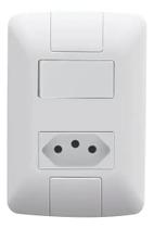 Conjunto Interruptor Simples E Tomada 10A Tramontina Aria 4x2 Branco De Embutir Parede Completo