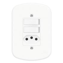Conjunto Interruptor Simples + Interruptor Paralelo + Tomada 2P+T 10A 250 Volts Blanc - 1367 - FAME