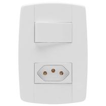 Conjunto Interruptor Simples + Tomada 10A 250V 4x2 Branca
