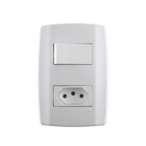 Conjunto Interruptor Simples + Tomada 10a - Linha Slim - Ilumi Conjunto Interruptor Simples + Tomada 10a - Linha Slim - Ilumi