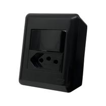 Conjunto Interruptor Simples + Tomada 10a Sobrepor - Blux Overlap Grafite Conjunto Interruptor Simples + Tomada 10a Sobrepor - Blux Overlap Grafite