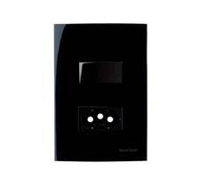 Conjunto Interruptor Simples + Tomada 20A 4x2 Preto Ebony Clean MarGirius