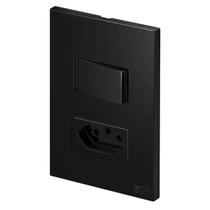 Conjunto Interruptor Simples + Tomada 20a 4x2 Recta Preto