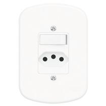 Conjunto Interruptor Simples + Tomada 2P+T 10A 250 Volts Blanc - 1357 - FAME