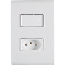 Conjunto Interruptor Simples + Tomada 2P+T 10A 250V Branco Liz Tramontina - Tramontina Elétrica Conjunto Interruptor Simples + Tomada 2P+T 10A 250V Branco Liz Tramontina - Tramontina Elétrica