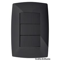 Conjunto Interruptor Triplo Paralelo 4X2 - Blux Home Grafite