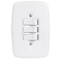 Conjunto Interruptor Triplo Simples Pluzie Linha Ideale Apagador de Luz