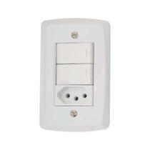 Conjunto Interruptores Simples + Tomada 10a Lux2 Tramontina - Branco Conjunto Interruptores Simples + Tomada 10a Lux2 Tramontina - Branco
