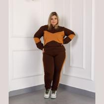 Conjunto Inverno Blusa Manga Longa Com Capuz E Calça Comprida Plus Size