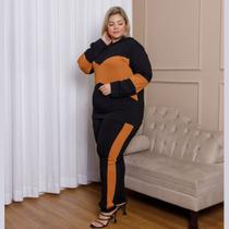 Conjunto Inverno Blusa Manga Longa Com Capuz E Calça Comprida Plus Size
