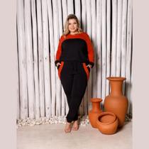 Conjunto Inverno Blusa Manga Longa E Calça Joguer Plus Size